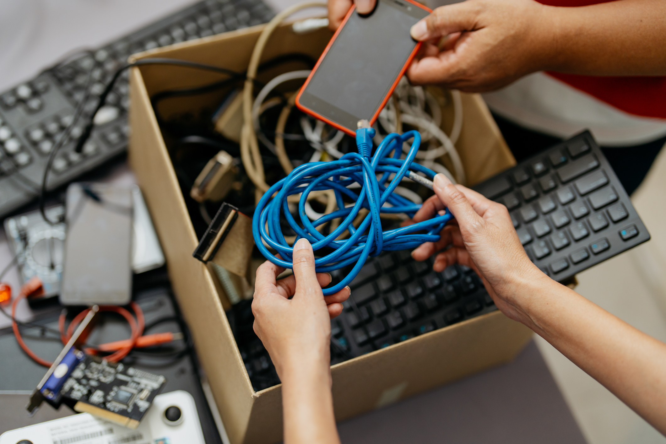 Recycling electronic waste - stock photo